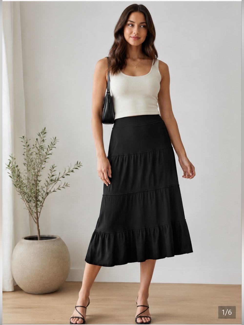 Athleta Black Tiered Midi Skirt